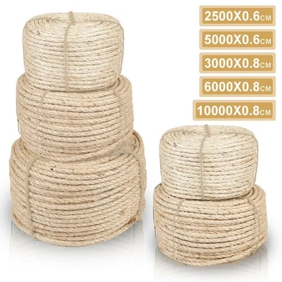 MARKENLOS Sisalseil für kratzbaum Sisal 6,8 Ø Kratzbäume Kratzbaumseil natur unbehandelt