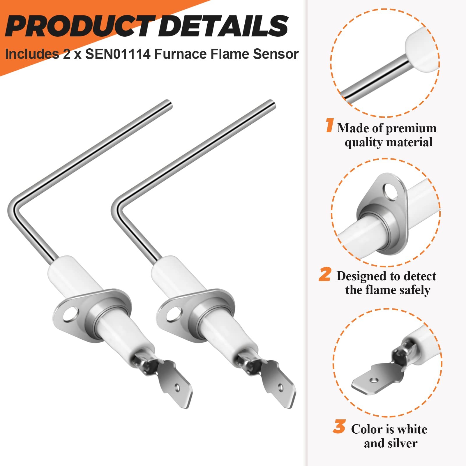 2 Pack SEN01114 SEN0491 Furnace Flame Sensor by Beaquicy - Replacement for Tr...