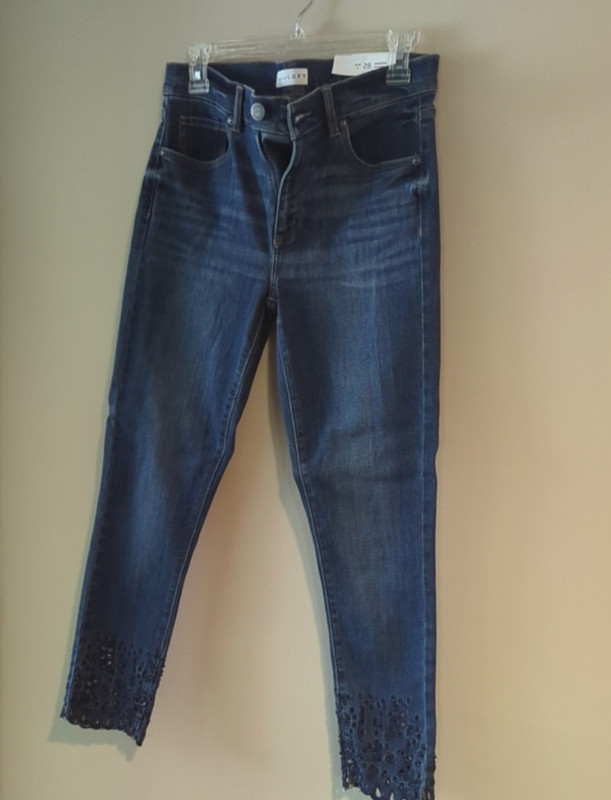 LOFT Dark Blue Modern Skinny Cropped Jeans with Laser-Cut Ankle - NWT