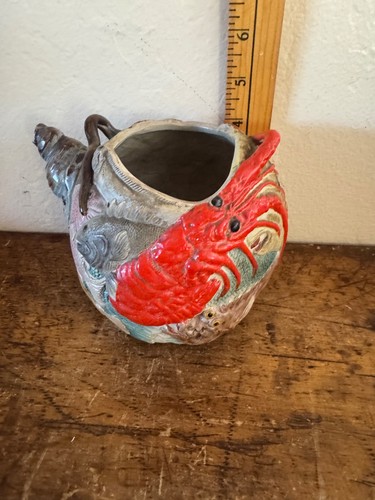 Antique Sumida Banko Japanese Pottery Teapot With Sea-Life Decorations - Picture 5 of 8
