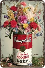 Campbell's Soup Can Flowers Tin Metal Signs Home D cor, Vintage Floral Still Lif