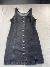 Levis Two Horse Brand Denim Tuli Dress Womens S Light Wash Button Front Pockets