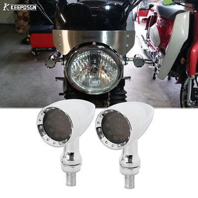 For Interceptor Continental GT 650 2x Chrome LED Turn Signals Brake Indicators