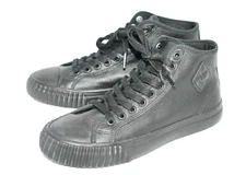 PF FLYERS Center Hi-Top Leather Sneaker Men 7.5 Women 9 Black on Black 2303HO10
