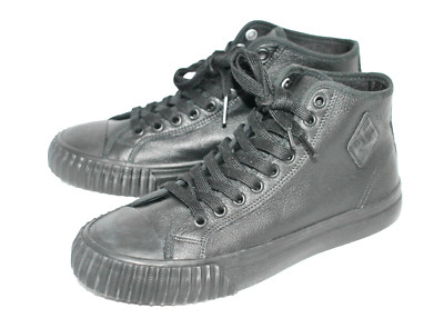 PF FLYERS Center Hi-Top Leather Sneaker Men 7.5 Women 9 Black on Black 2303HO10