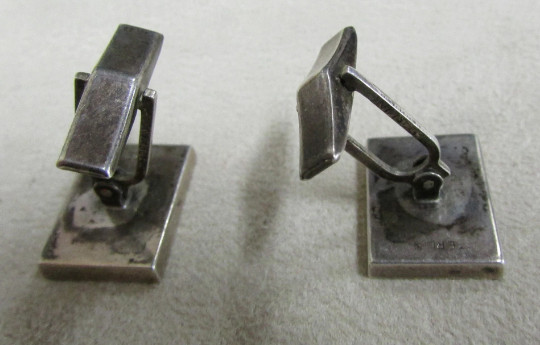 Unique Sterling Silver Rectangular Cuff Links + - image 2