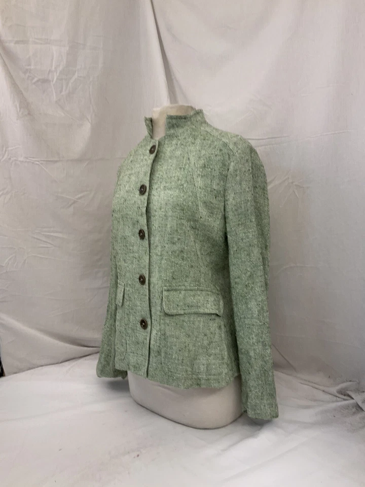 Chaqueta Blazer Zanella Talla 10 Verde Seda Rayón Botones Hecho en Italia Usado en Excelente Condición Ygi U1-16 Foto 4 de 4
