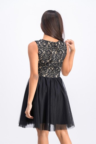Teenage Girls Dress Blondie Nites Junior Fit & Flare Black Size 3 US (6 UK) - Picture 7 of 12