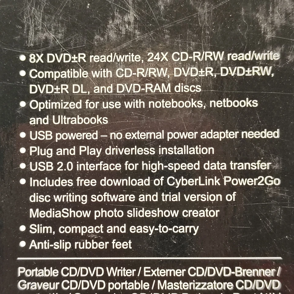 Grabadora de DVD portátil Transcend extra delgada TS8XDVDS-K negra Foto 3 de 4