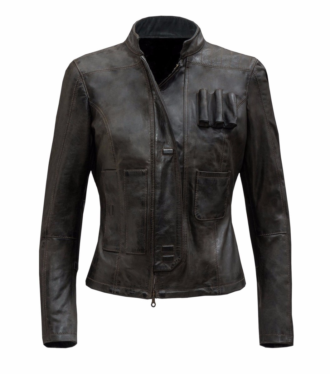 Women's Han Solo Star Wars The Force Awakens Distressed Brown Leather Jacket