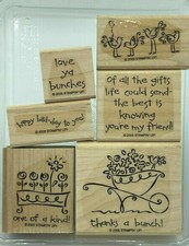 Stampin' Up Love Ya Bunches Wood Mounted Rubber Stamp Set, Wheelbarrow, Flowers