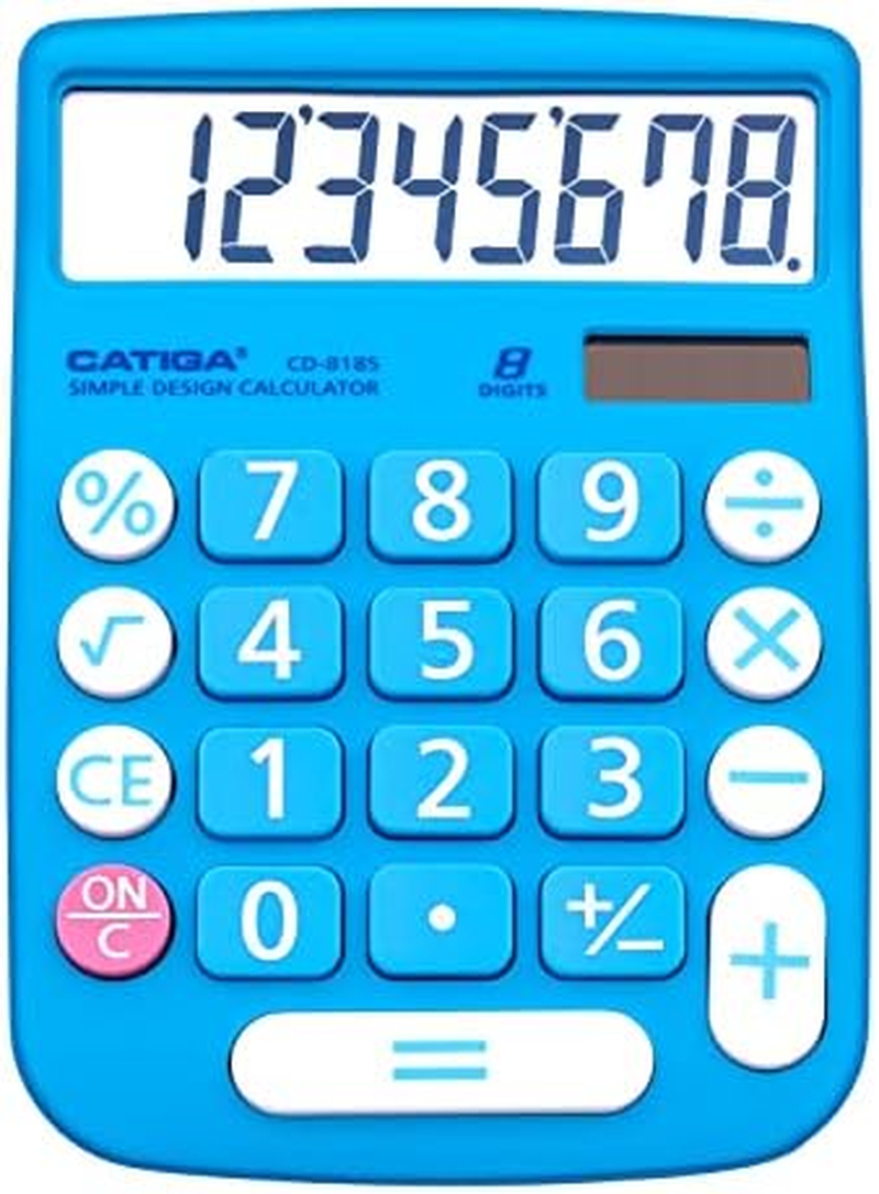 Desktop Calculator 8 Digit with Solar Power and LCD Display, Big Buttons, for Ho-image