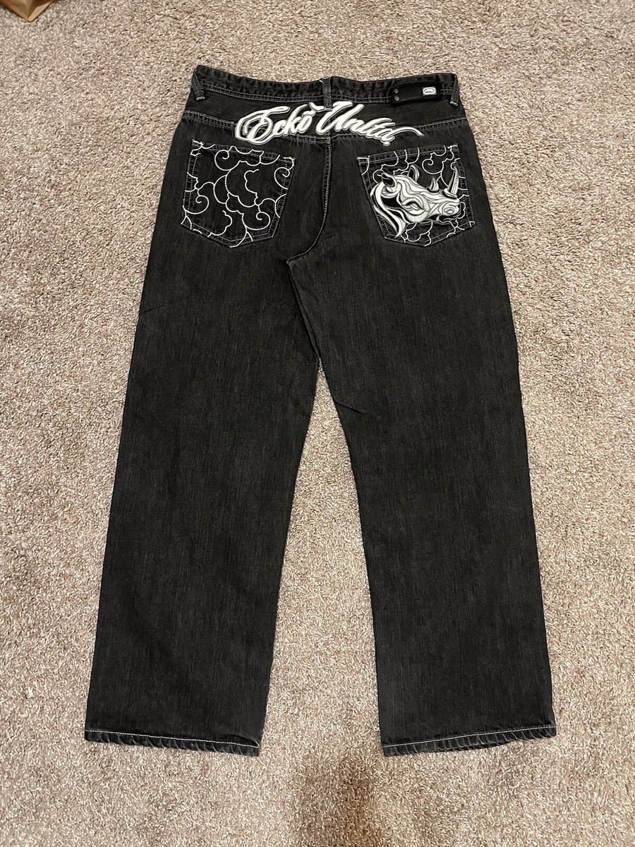VTG Ecko Unltd Rhino Embroidered Jeans 36 | eBay