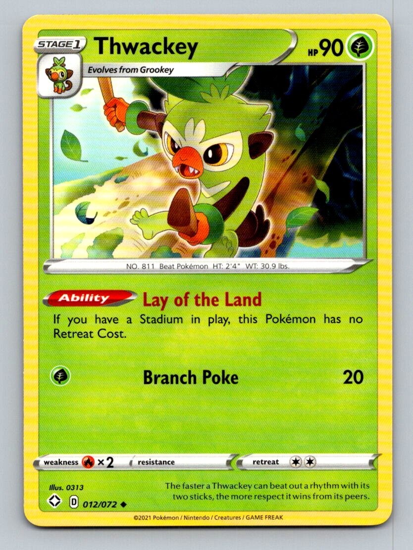 2021 Pokemon Card Shining Fates Thwackey 12/72