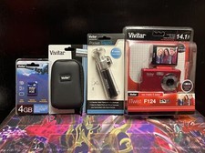Vivitar Vivicam iTwist F124 14.1MP Digital Camera Red Bundle NEW