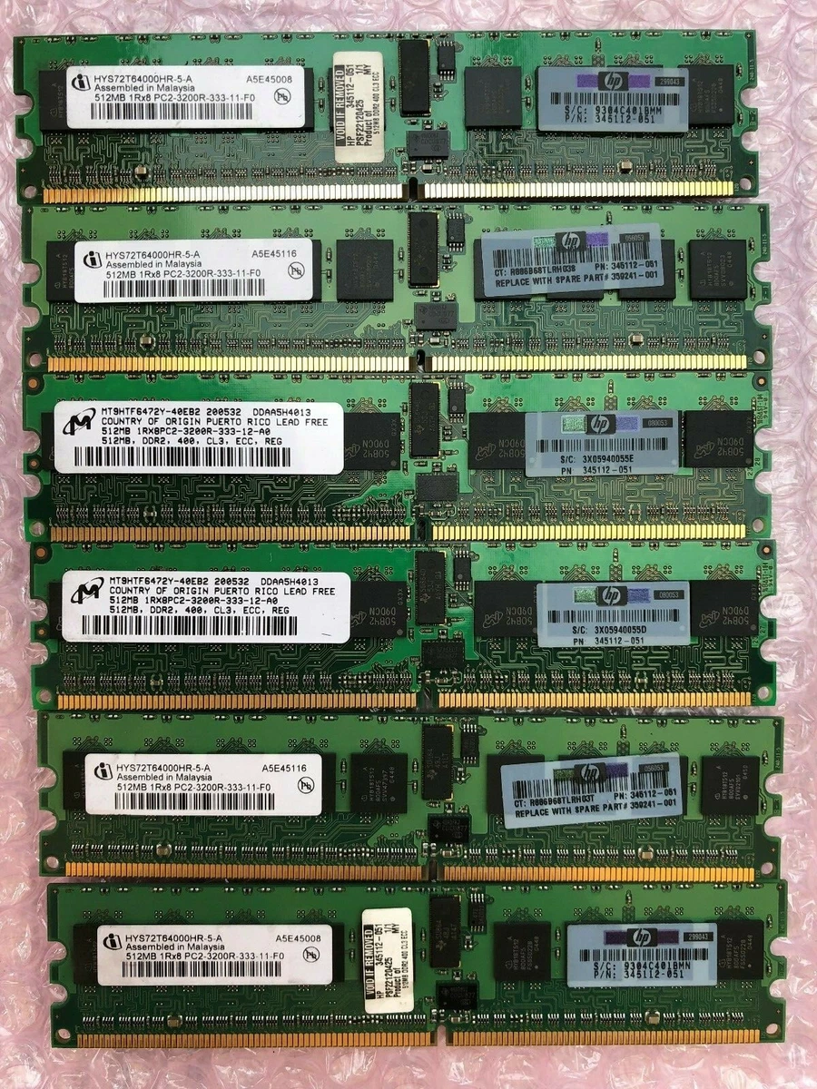 1GB Qimonda DDR2-800 PC2-6400E CL6 2Rx8 Non-Reg ECC RAM HYS72T128020EU