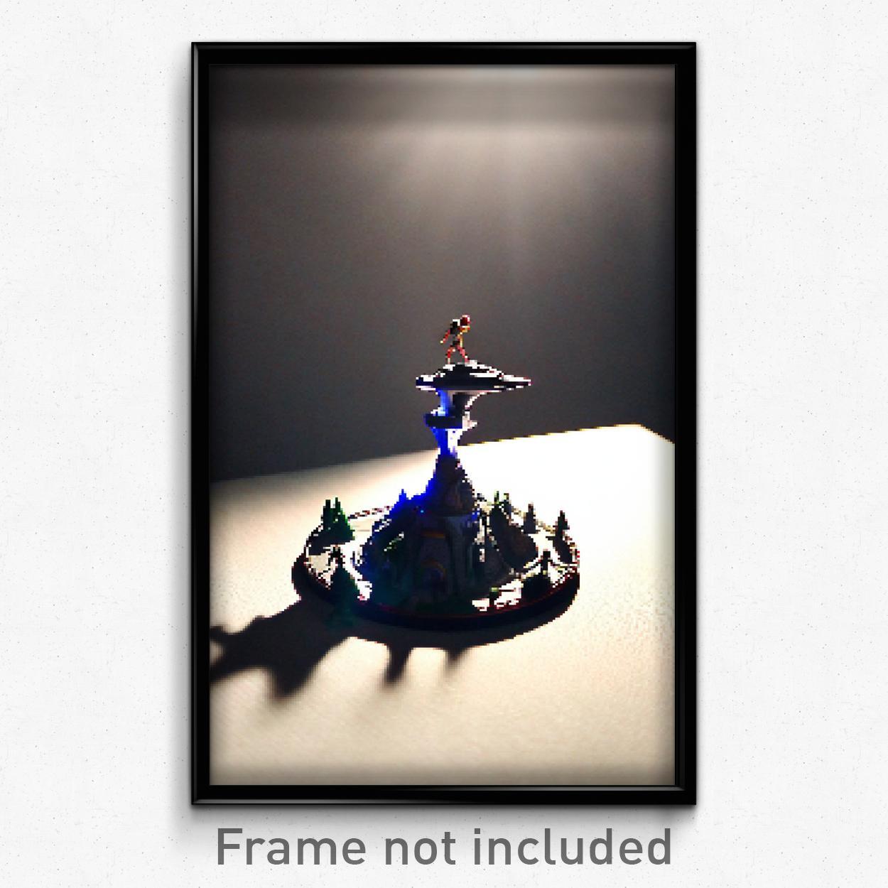 8 Bit Psychedelic Pixel Art Poster - Miniature Isthmus Trippy Video Game Print