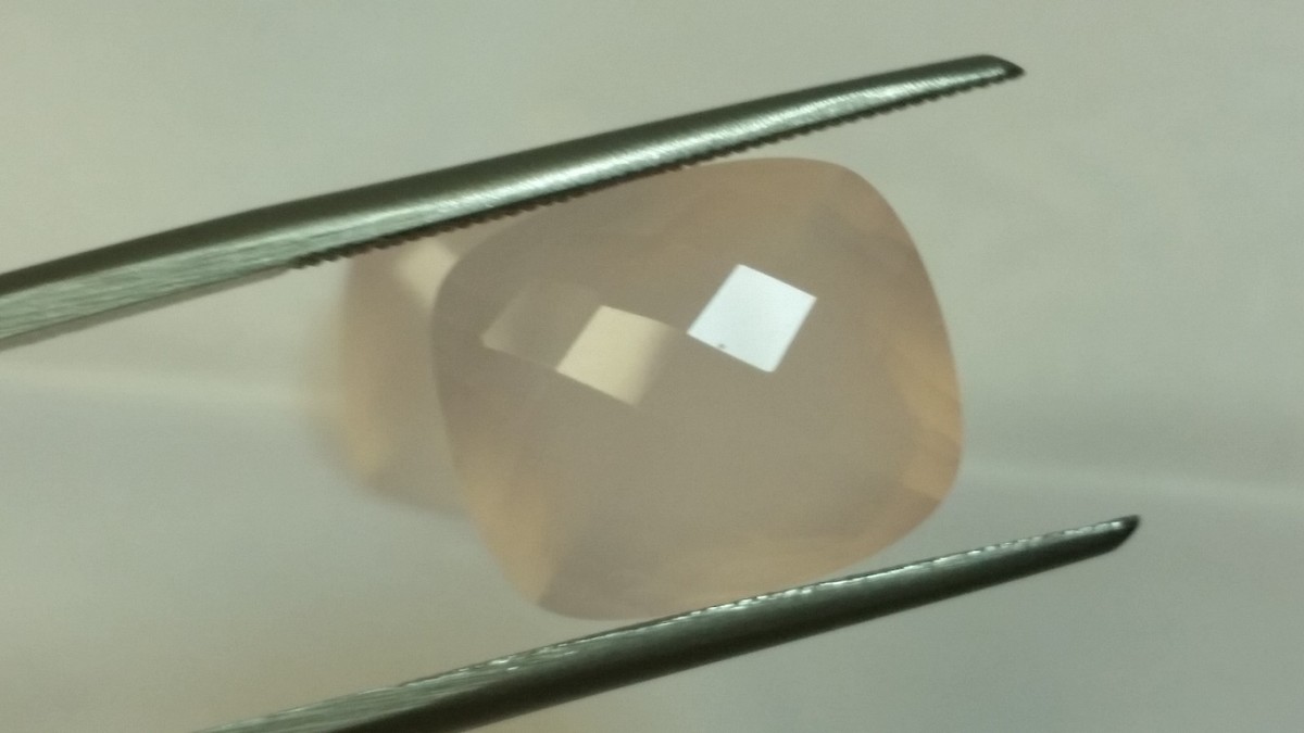 Genuine Rose Quartz 14 x 12 x 8.5 MM Rectangle Checkerboard Top