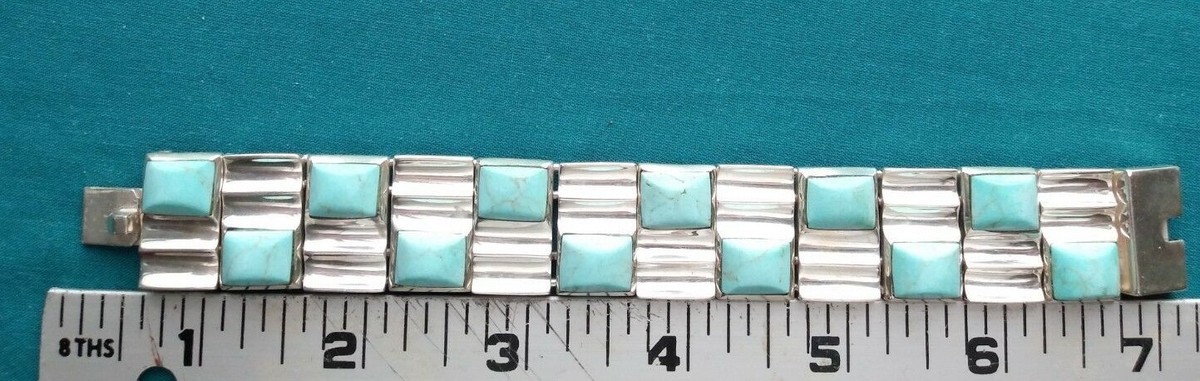 larimarbrace.ymさん7-31-3 Sterling Silver with Larimar Stones Bracelet signed JR #1331 | eBay