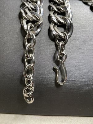 Monet Wide 15mm (.59” Wide Vintage Silver Tone 26” Chain Necklace