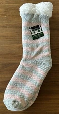 Sherpa Lined Non-Slip Women's Blue Pink Theme Slipper Socks One Size Fits Most