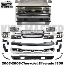 Front Bumper Chrome Kit Headlights Brackets For 2003-06 Chevy Silverado 1500