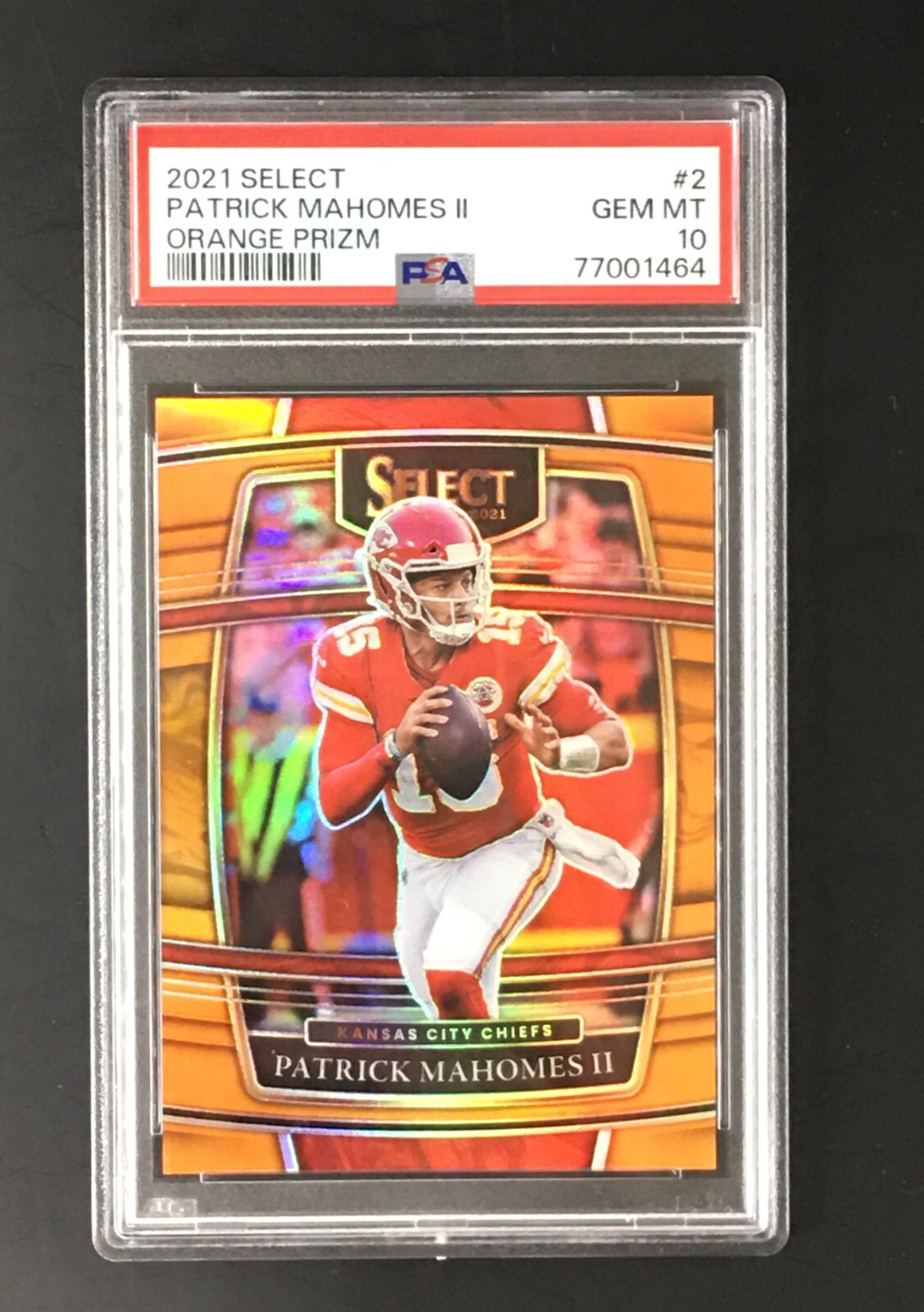 PSA 10 2021 Select #2 Patrick Mahomes II Concourse Orange Prizm /49 KC Chiefs