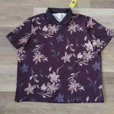 NWT All in Motion Men's Black Floral Textured Polo Size 2XL