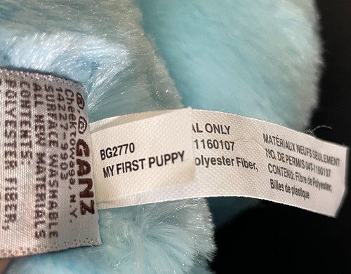 Baby Ganz Plush MY FIRST PUPPY Dog Blue Satin Ribbon Bow Stuffed Animal Toy - Picture 7 of 7