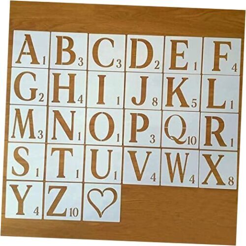 Pochoirs à lettres pour peinture sur bois 6 pouces, 27 pièces alphabet numéro 6 pouces - Photo 1/8