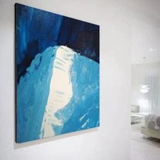 Handmade Oil Painting Canvas Art White Blue Painting Canvas Painting Acrylic
