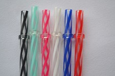 11" - 6 Reusable Straws Swirly Color Hard Plastic Acrylic Rings BPA Free 5