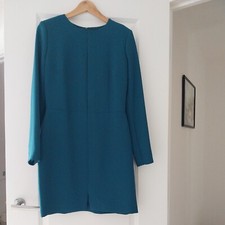 MANGO dress size m shoulder pads vgc grean teal short elegant 