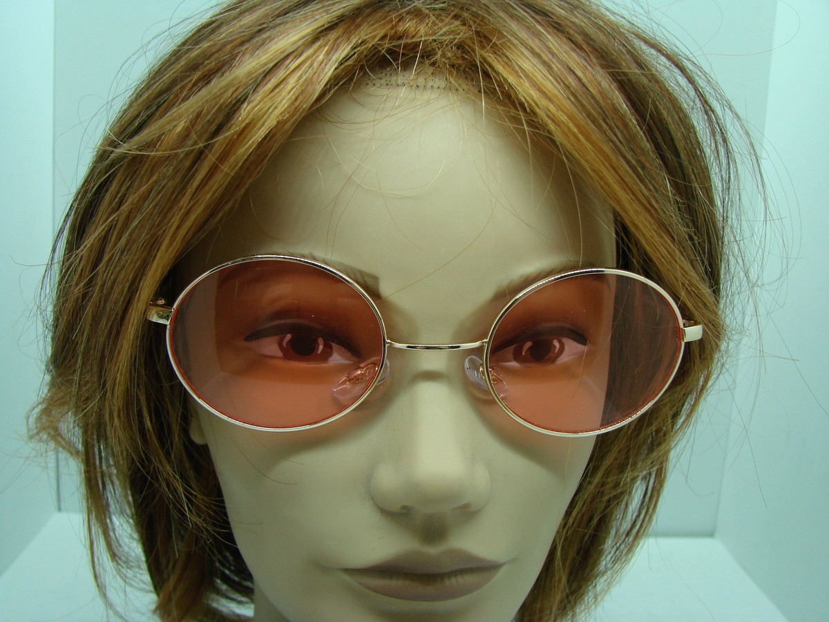 Shein Womens Round Shape Fashion Sunglasses Peach Lens 