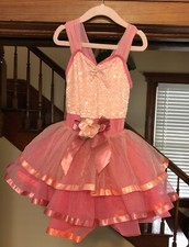 WEISSMAN Costumes Dance Girls Ballet Tutu Dress Ballerina Pink Flower Sequin IC