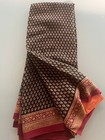 NWT 100% Silk Crepe Saree RITU KUMAR Style Black Red Floral Motif Diwali Pick 1 — photo 1