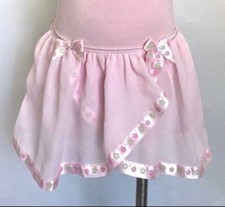 Basic Moves Girls Pull-On Ballet Skirt w/ Flower Ribbon Trim, Pink, Sz 6-7, NWT