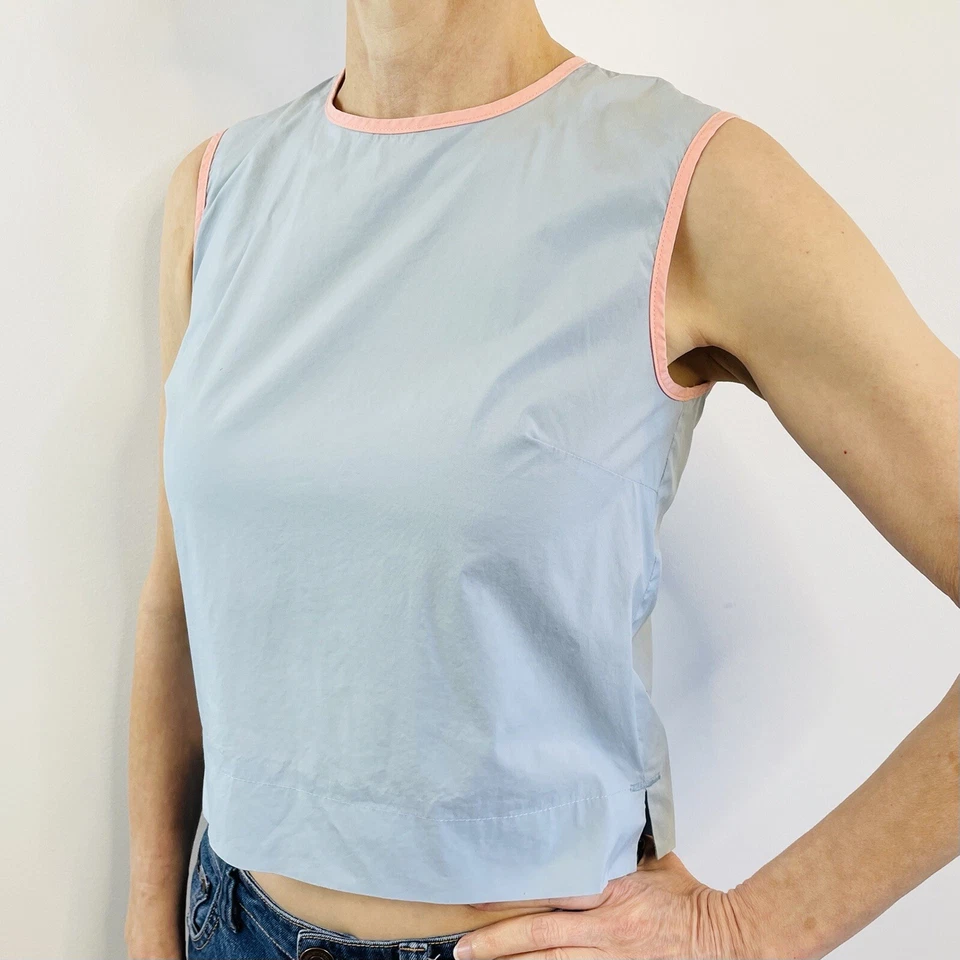 Camiseta sin mangas Paul & Joe talla 1 6-8 azul claro de algodón hecha en Francia diseñador Foto 3 de 4