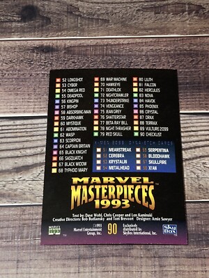 nishikyakko様オーダーページ 1993 Skybox Marvel Masterpieces - CHECKLIST #90 Trading Card | eBay