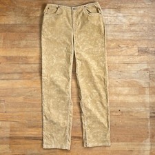 Vintage Floral Corduroy Pants Size Medium 29" Waist 90s Waled Cotton Trousers