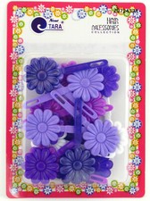 TARA SELF HINGE FLOWER HAIR BARRETTES - 18 PCS. 72433 