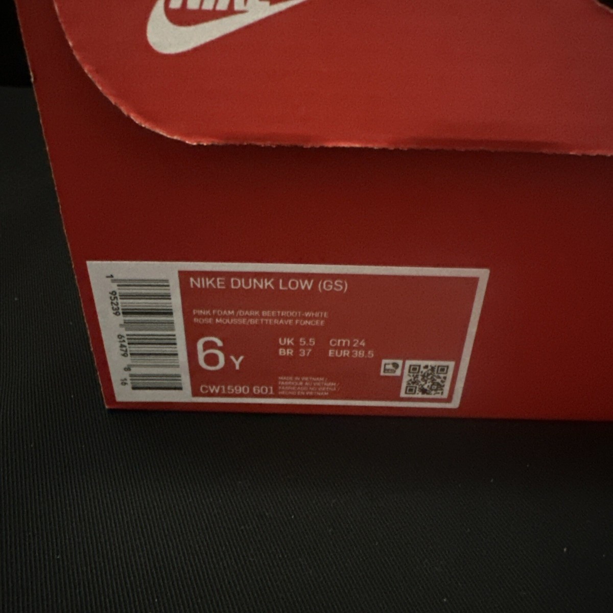 Nike Dunk Low GS 'Pink Foam' 6Y | eBay