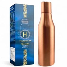 100% Pure Copper Water Bottle  32oz Leak Proof Lid. Hydration Flask for Health.