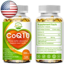 CoQ-10 300mg 120 Capsules Coq10 Co Q10 Coenzyme Heart Support, Energy & Stamina