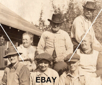 VTG OOAK Photo Large White Family Wagon Boots Hats Sepia