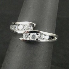 Ring Silver Cubic Zirconia Round Stones Band Sterling 925 Size 5.75 Band RIng