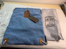 LOCTOTE Flak Sack The Original Theft-Resistant Drawstring Backpack Blue w Lock