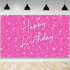 Shiny Pink Birthday Backdrop for Lady Girls Women Neon Photography Background...