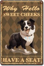 Tin Metal Signs Vintage Wall Art Hello Sweet Cheeks Have A Seat Border Colli