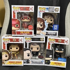 Funko Pop DC Bundle Of 5 Batman Flash Superman Wonder Woman Aquaman EXCLUSIVE
